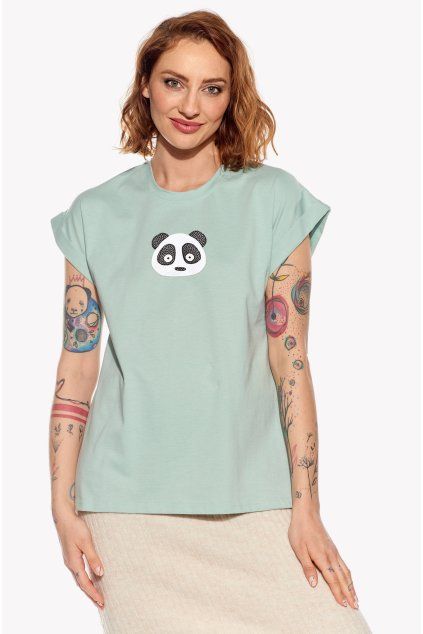 Tamara, Dámske tričko, Mentolové, Panda (Veľkosť XXS)