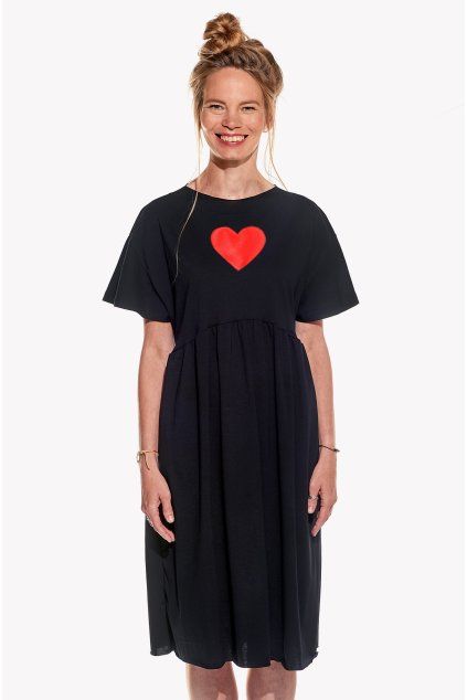 Lena, Dámske šaty, Čierne, Srdce červené