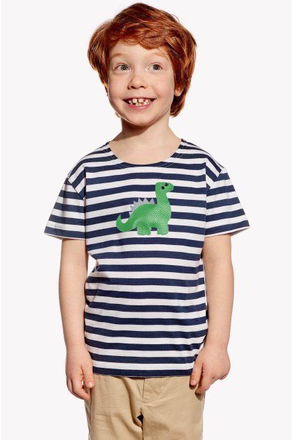 Leo, Detské tričko, Tmavomodrý pásik, Dino (Veľkosť 98)