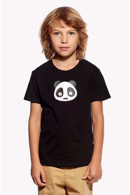 Leo, Detské tričko, Čierne, Panda (Veľkosť 98)