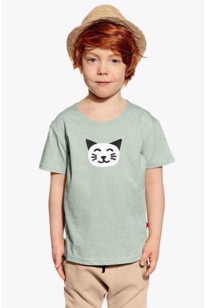 Leo, Detské tričko, Mentolové, Mačka (Veľkosť 98)