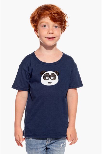 Leo, Detské tričko, Tmavomodré, Panda (Veľkosť 98)