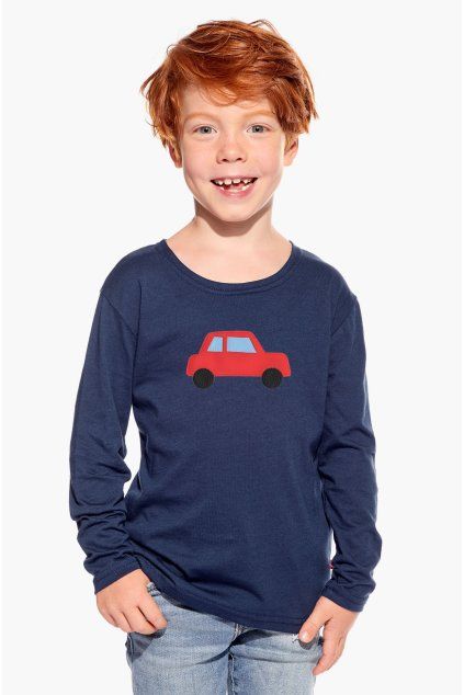 Maty, Detské tričko, Tmavomodré, Auto (Veľkosť 98)