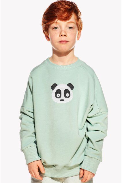 Natan, Detská Mikina, Mentolová, Panda (Veľkosť 98)