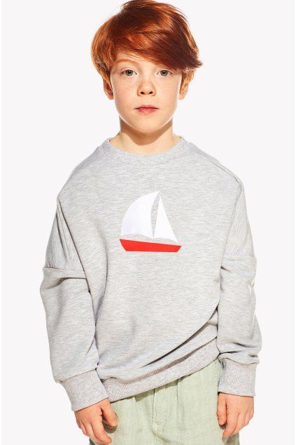 Natan, Detská Mikina, Sivá, Loďka (Veľkosť 98)