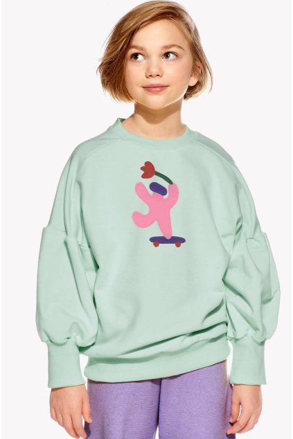 Fiona, Detská Mikina, Mentolová, Skater (Veľkosť 98)