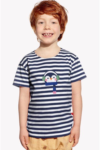 Leo, Detské tričko, Tmavomodrý pásik, Pingu (Veľkosť 98)