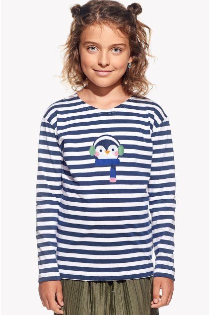 Lana, Detské tričko, Tmavomodrý pruh, Pingu (Veľkosť 98)
