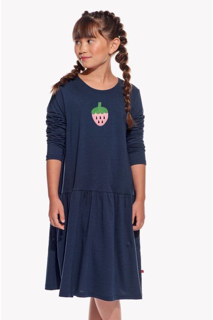 Mara, Detské šaty, Tmavomodré, Jahoda (Veľkosť 98)