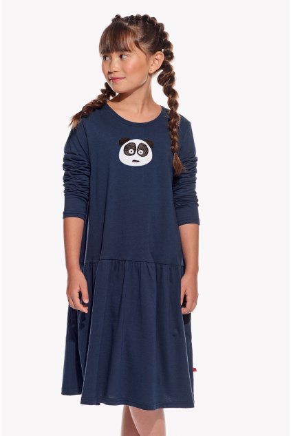 Mara, Detské šaty, Tmavomodré, Panda (Veľkosť 98)