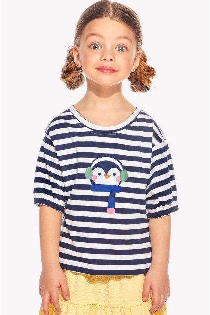 Lucy, Detské tričko, Tmavomodrý pruh, Pingu (Veľkosť 98)