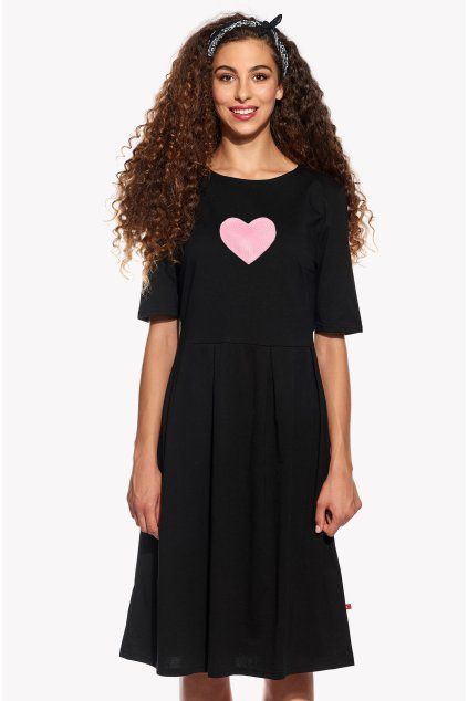Valentína, Dámske šaty, Čierne, Srdce (Veľkosť XXS)