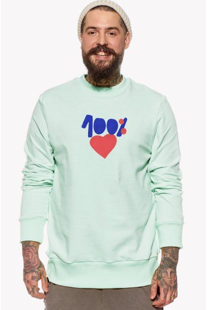 Pánska mikina, Mentolová, 100love (Veľkosť XXL)